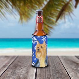 Caroline's Treasures LH9271MUK Silky Terrier Winter Snowflakes Holiday Michelob Ultra Koozies for Slim cans, Slim Can, Multicolor