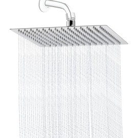 Cabezal de ducha de lluvia de alta presión, cabezal de ducha de rociado cuadrado grande de 30 cm para baño, 304 nunca se oxida, 196 boquillas, rotación de 360 ​​grados, ahorro de agua (12 pulgadas)