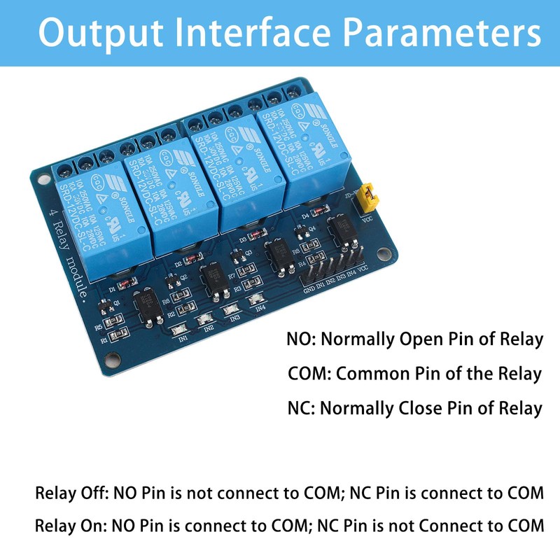 Yetaida 4 Channel DC 12V Relay Module with Optocoupler Control