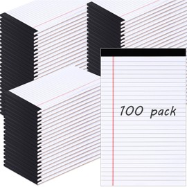 Gueevin 100 Pcs Legal Pads 5x8 Inch Note Pads Lined Small Notepads Bulk Wide Ruled Writing Paper 5 x 8 Mini Notebook for School, College, Office, Classroom Supplies, 40 Sheets (White)