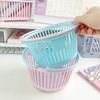 cute mini handle Plastic basket pink round 5ea