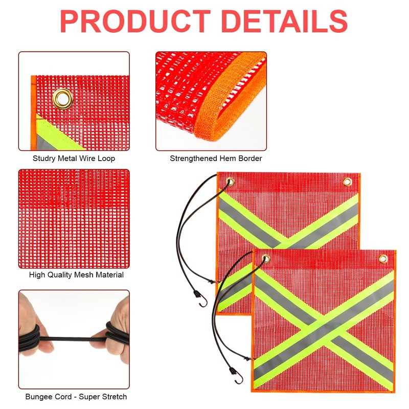 Red Flag Extra Long Highly Visible Reflective Warning Flag Red