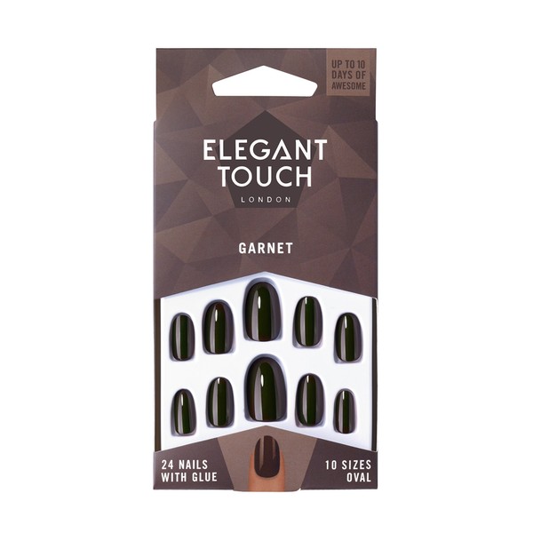 Elegant Touch Polished Garnet #308 Acrylic Press-On False Nails, Short Length