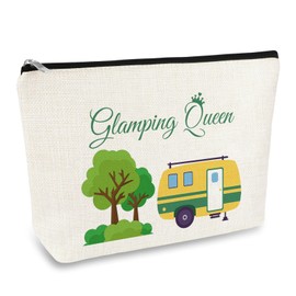 Glamping Gift for Women Glamping Queen Makeup Bag Happy Camper Gift Camping Lover Gift Travel Cosmetic Bag Queen of the Camper Zipper Toiletry Bag Birthday Christmas Graduation Gifts for Camper Friend