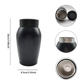 135lbs Stainless Steel Urns for Pet Ashes, Memory Decorative Funeral Burial Urn for Adult Human (Black)