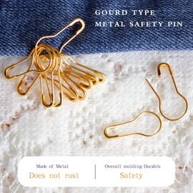 Fuxinghao 1000 Pieces 21mm/0.8 Inch Small Metal Safety Pins, Gourd Pin, Bulb Pin, Clothing Tag Pins for Clothing Crafting and DIY(Gold)