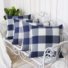 Case 4 set of 18x18 Pack NavyBlue Buffalo Check Plaid Throw Pillow Case Covers