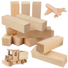 12 Stück Holzklotz Lindenholz, Natürlich Holzblock Massiv Set, Holzblöcke Zum Basteln 10 X 2,5 X 2,5 Cm, Lindenholz-Schnitzblöcke Für Kinder, Bastelholz Klötzchen, Für Diy Hand Schnitzerei