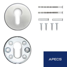 Apecs Key Escutcheon Stainless Steel Matt Door Rosette for Interior Doors and Exterior Doors Profile Cylinder Deadlock, Silver
