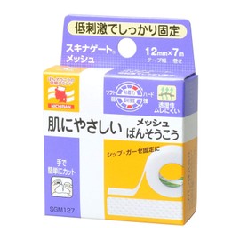 Nichiban Hypoallergenic Banso Plaster, Skinnagate Mesh, 0.5 inch (12 mm) Wide, 2.6 ft (7 m) Roll, 1 Roll