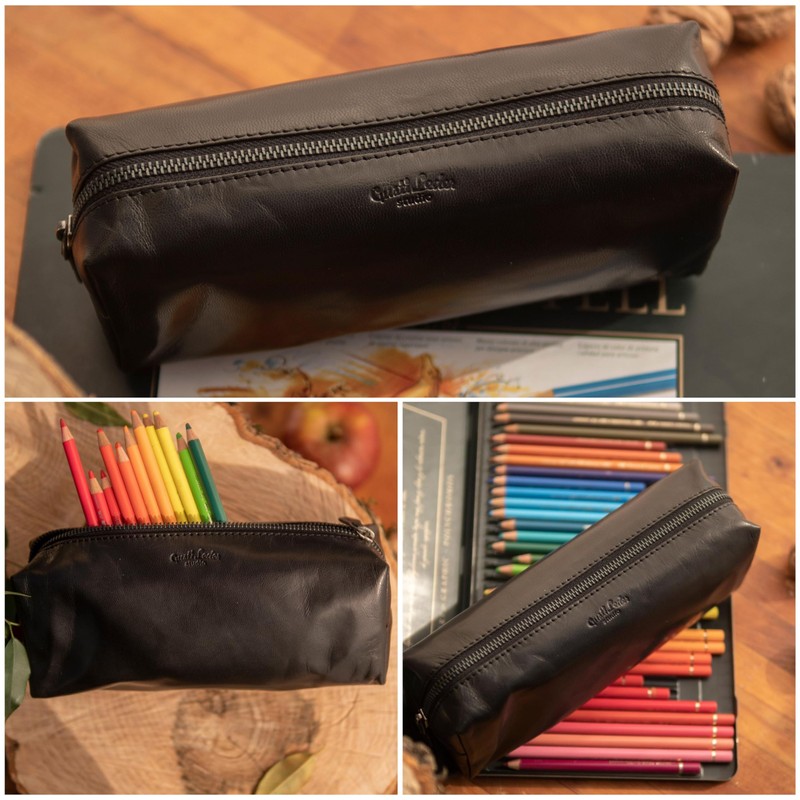 Gusti Ingemar Leather Pencil Case Black Leather