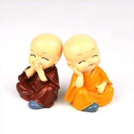LHKJ 4Pcs Cute Little Monks Figurine Statue Decor Gift, Wealth Four Monks Decoration for Home, Lucky Resin Crafts Ornament Buddha Figurine for Car