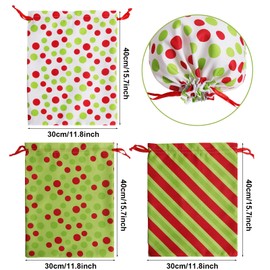 EVRWO Christmas Drawstring Gift Bags 6 Pcs Reusable Gift Bags with Drawstrings Tags for Holiday Weedings Party/Birthdays/Christmas/Home Storage Gift Bag