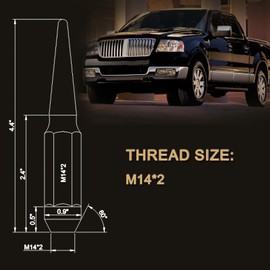 YYHHZZ M14 x 2mm Wheel Locks, Fit for F-150 Heritage, F-350, Excursion, Mark LT, Wheel Locks Set, 4 Locking Lug Nuts 2 Pcs Key with 32Pcs Spike Lug Nuts+1 Key, Chrome