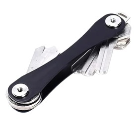 EZONEDEAL Key Organizer Compact Key Holder, Minimalist Pocket-Sized Key Holder, Key Organizer With Expansion Screws 7-12 Keys, Key Case Key Holder For Keychain Secures - Black