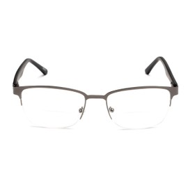 Rectangle Bifocal Reading Glasses in Grey/Black by Readers.com | The Polk | +2.50