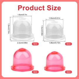 8pcs Primer Bulbs for Small Engines, Carburetor Primer Bulb Replacement Fuel Primer Bulb Parts Accessories for Weedeater Chainsaw Trimmers Lawn Leaf Blowers Compatible with Zama WALBRO (Red, Clear)