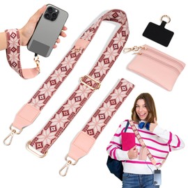 Aodse Phone Strap with Zippered Pouch, Clip and Go Strap for Phone with Wallet Crossbody, Adjustable Phone Strap Crossbody