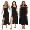 Plus Size Midi Semi Formal Dresses Ruffle Slit Bridesmaid Dresses