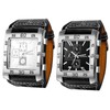 Avaner Men's Square Watch, Oversize Steampunk Watch, Leather Strap Big