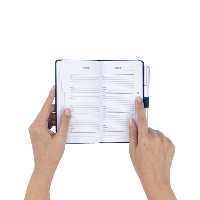 Evelay Address Book A-Z Blue Index Hard Back Cover Slim