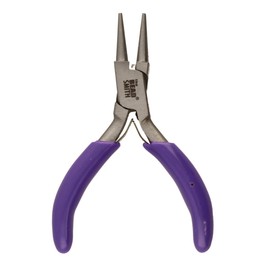 The Beadsmith Mini Series Round Nose Plier – Create Consistent Loops in Wire and Metal – 3-Inches, Purple Comfort Grip Handle, Single Leaf Spring, Polished Steel Head – Tools for Jewelry Making