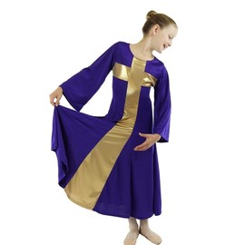 Danzcue - Vestido largo para niñas, Morado intenso., 12-14