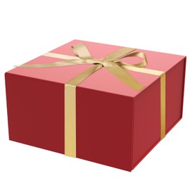 Gift Box 8x8x4 Inch with Magnetic Closure Lid Red Gift Boxes For Presents,Bridesmaid Gifts Box,Birthday Gift box,Luxury for Gift Packaging, Magnetic Gift Box for Wrapping Gifts(Red)