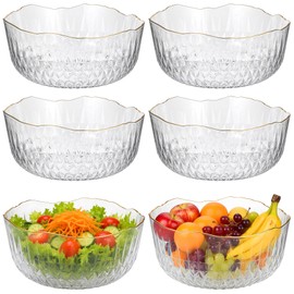 Tobeelec 6 Pack Clear Plastic Serving Bowls, 70 Ounce Crystal Salad Mixing Bowl, 8.3 Inch Round Plastic Bowls Disposable Catering Bowls for Party, Salad, Fruit, Snack, Chip, Popcorn