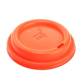 Restaurantware LIDS ONLY: Restpresso 3.6 Inch Coffee Cup Lids 25 Disposable Coffee Lids - Fits 8 12 16 and 20 Ounce Cups Leakproof Tangerine Orange Plastic Hot Cup Lids Elevated Drink Spout