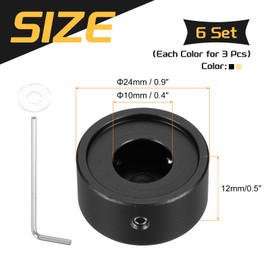 MECCANIXITY 6 Pcs Footswitch Toppers Guitar Pedal Button Caps Metal Footswitch Top Cover 3/8" for Guitar Effects Pedal Buttons, Gold, Black