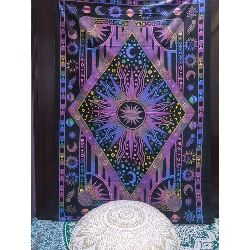 ICC Purple Burning Sun Tie Dye Tapestry Celestial Sun Moon