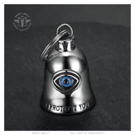 MOCY BELL - Mocy Bell Motorcycle Bell Protective Eye - 316L Stainless Steel | Biker Good Luck Charm, Symbol of Protection and Luck
