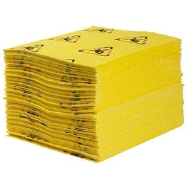 Brady SPC CH200 BRIGHTSORB 15"x 19" Light Weight Multi-Purpose Absorbent Pads with Slip Hazard Warning - 200 ct