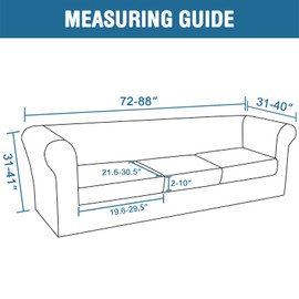 H.VERSAILTEX 4 Piece Stretch Chesterfield Sofa Slipcovers for 3 Seat Cushion Couch Mid Century Deep Seat Sofa Covers (Base Cover Plus 3 Seat Cushion Covers) Thicker Jacquard Fabric (Large Sofa, Ivory)