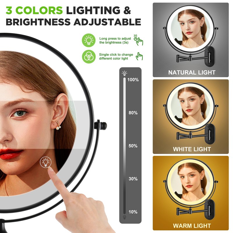 VORREMIRR Wall Mounted Makeup Mirror: 1x/15x Magnifying Mirror with 8.5"