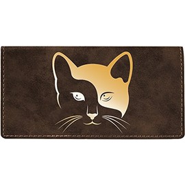 Yin Yang Kitty Laser Engraved Leatherette Checkbook Cover