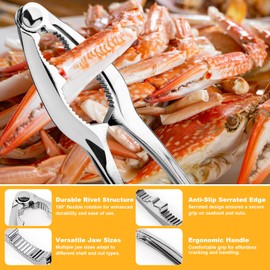 12Pack Crab Crackers and Tools Crab Legs Cracker Tool Set, Lobster Crackers, Heavy Duty Seafood Cracker, Nut Cracker (with 12 Plastic Bibs)