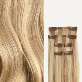 Luxy Hair 20" Dirty Blonde Highlights Thinning Hair Fill-Ins Clip-In Hair Extensions (95 grams) 100% Remy Human Hair, Coverage for Thinning Hair, 6-Piece Set, Blends Easily