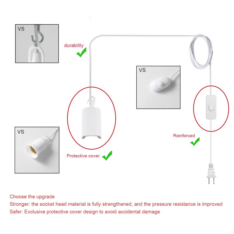 HOREVO Upgrade Plug in Pendant Light with Bluetooth Speaker &