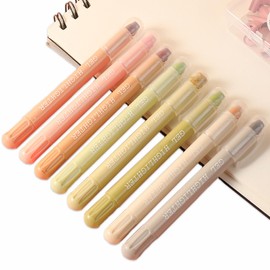 Coollooda Solid Fluorescent Markers Fluorescent Crayons Set of 8 Colors Soft Color Retractable Textbook Node Newspaper Diary Markings for Kids Study, Meeting, School, Office, Storage Case Included