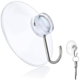 Ezranova Suction Bags with Hooks Pack of 10 - Transparent Suction Hooks for Windows, Bathroom and Kitchen - Ideal for Window Decoration, Fairy Lighting and as a Towel Rail - 40mm