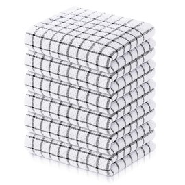 Fintale 100% Cotton Waffle Weave Kitchen Towels, 15 x 25 Inches, Super Soft and Absorbent Dish Towels for Drying Dishes, Quick Drying Hand Towels for Kitchen, 6-Pack, Black