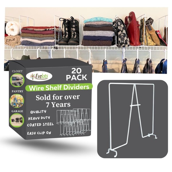 Evelots Wire Shelf Dividers -20 Pack- Closet Storage & Organization