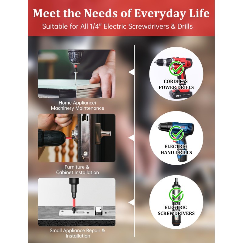 Tomorotec 11PCS Magnetic Phillips Screwdriver Drill Bit Set #2 -