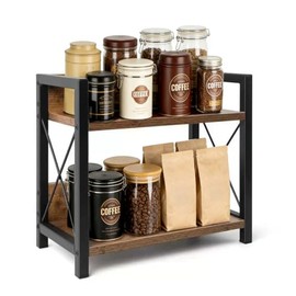 Spice Rack Kitchen Worktop Kitchen Organiser Kitchen Shelf Worktop Cup Shelf 2 Tier Small Shelf for Kitchen Corner Office Bathroom