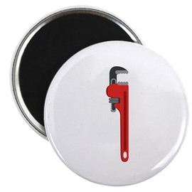 CafePress Pipe Wrench Plumber Tool Magnets 2.25" Round Magnet, Refrigerator Magnet