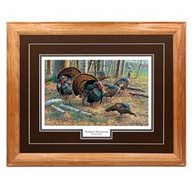 Northern Promotions LLC Turkey Spring Strut Wall Art Hunting Decoration, Hardwood Picture Frame - Wildlife Print Painting Decor - Light Oak Frame, Brown Mat - Spring Strut Cynthie Fisher, 17x21