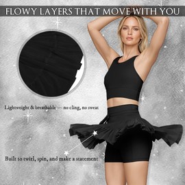 Women's Athletic Pleated Skort with Pockets - High Waisted Tennis Skirt with Built-in Shorts for Golf, Running & Casual Wear (US, Alpha, Small, Regular, Regular, Black)