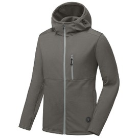 Little Donkey Andy Men's Winter Lightweight Warm Fleece Running Jacket Breathable Hooded Thermal Jacket with Thumb Holes Long Sleeve Travel Hiking Cycling Outdoor Workout Coats Coriander Brown L